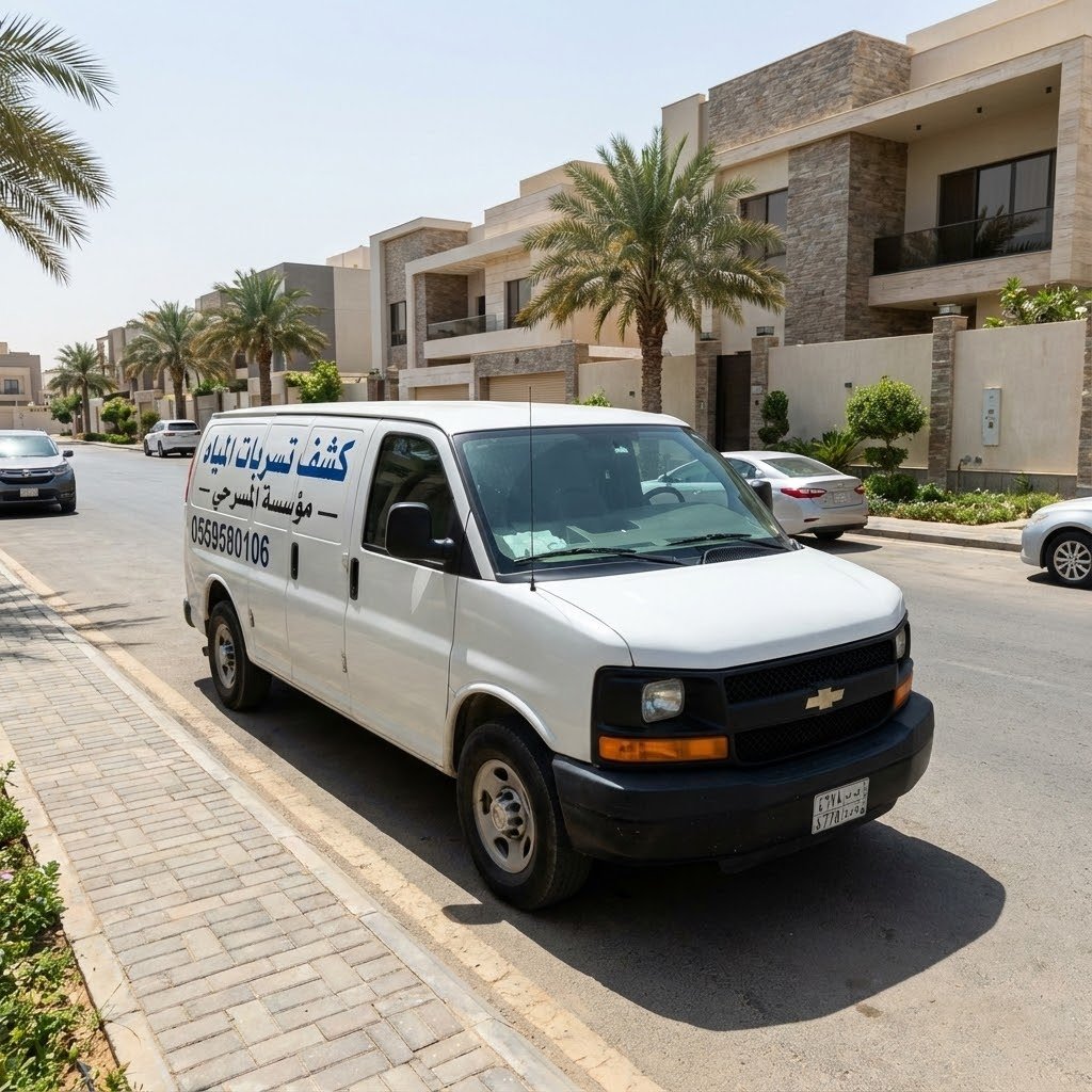 تغطية شاملة لحي النرجس وشمال الرياض سيارة خدمات مؤسسة المسرحي لكشف التسربات في حي النرجس شمال الرياض